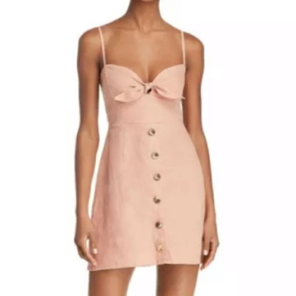 Faithfull the brand pink linen Rodeo mini Dress size medium
